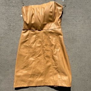 Zara fake leather strapless mini dress